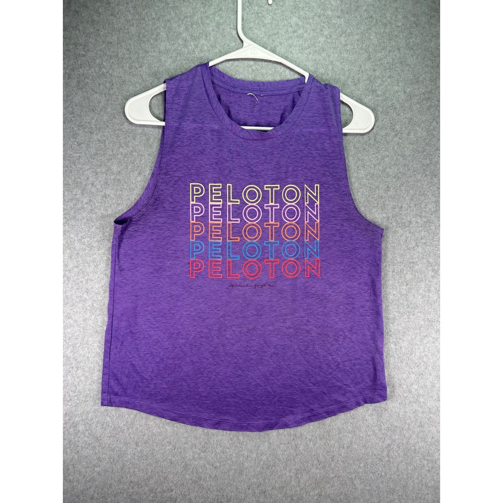 Spiritual Gangster Peloton Purple Heather Rainbow Graphic Muscle Tank Top Medium